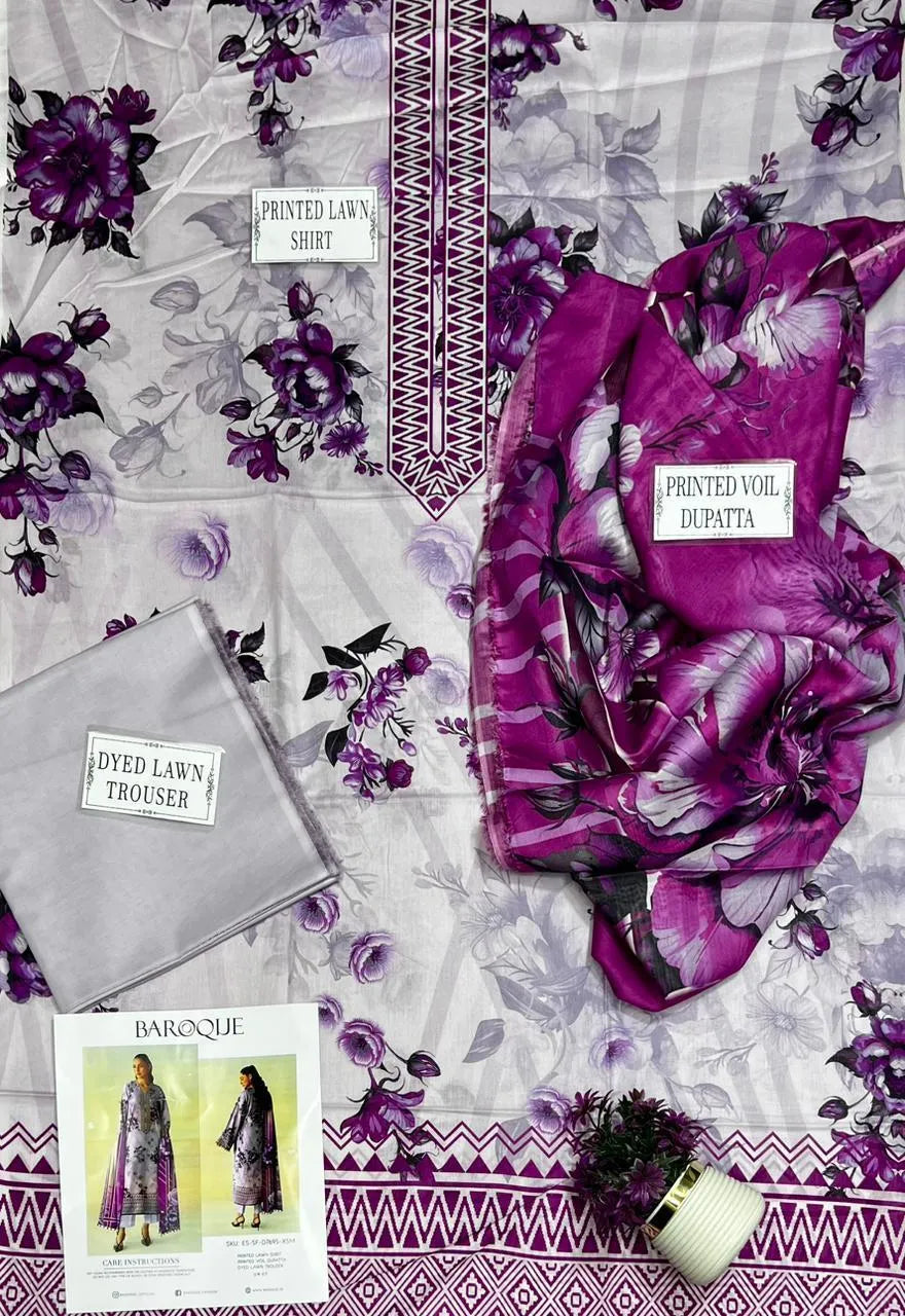 3 Pcs Women's Unstitched Printed Suit