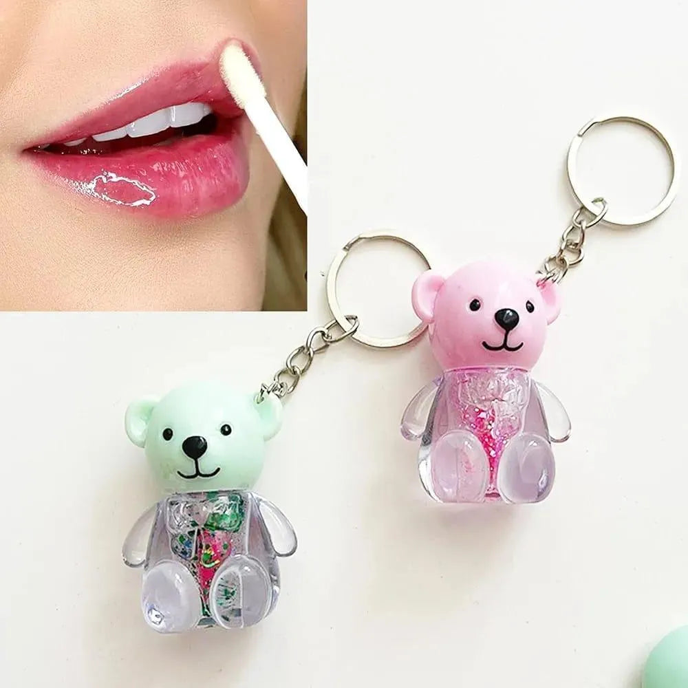 Teddy Bear Keychain Style High Pigmented Lip Oil, 3 Pcs