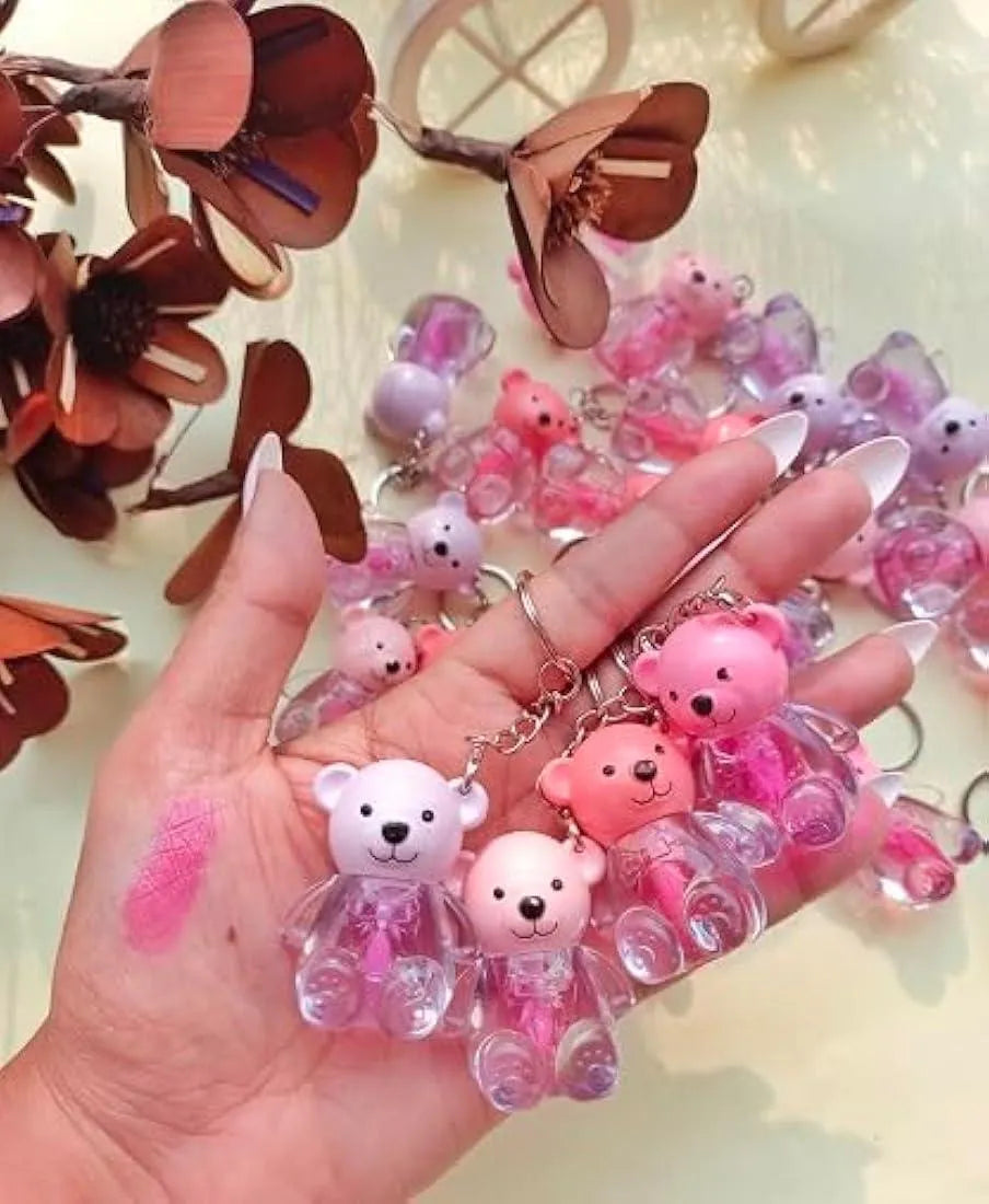 Teddy Bear Keychain Style High Pigmented Lip Oil, 3 Pcs