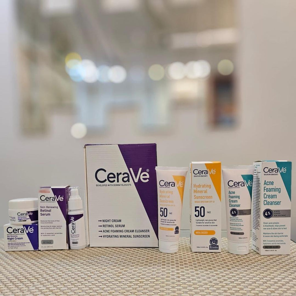 Ultimate 4 in 1 Skincare Bundle: Cleanser, Sunscreen, Night Cream & Retinol Serum