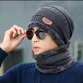 Wool Beanie and Neck Warmer Set - 2 Pcs Textured Warmth in Grey