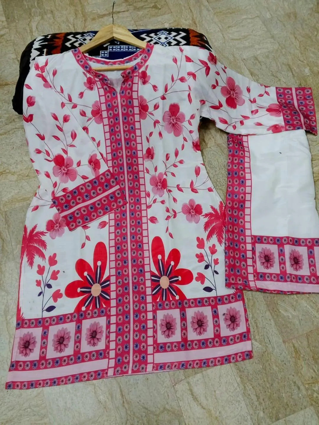2 Pcs Women's Stitched Swiss Lawn Printed Co-Ord Set