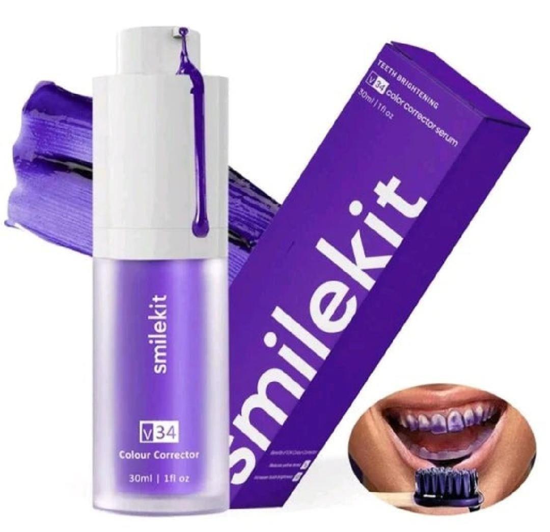 Teeth Whitening Purple Toothpaste - V34 Colour Corrector Serum 30ml