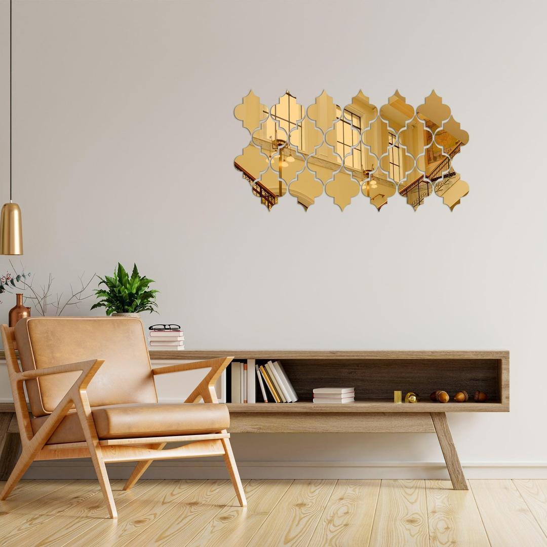 Golden Calligraphy Acrylic Wall Mirror Set of 4