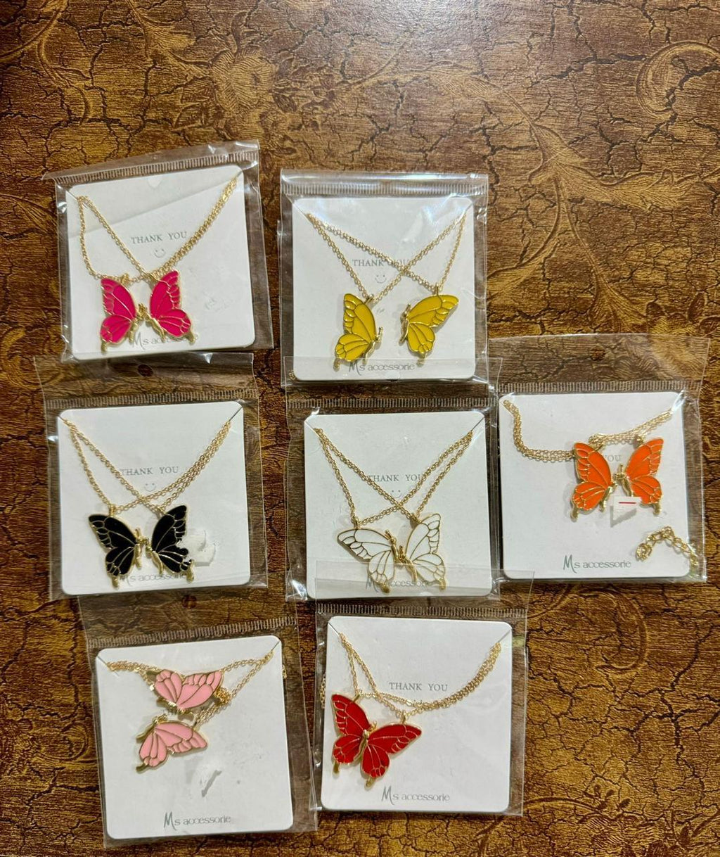 Adjustable Butterfly Design Necklace for Women - 1 Pc in Blue, White, and Pink