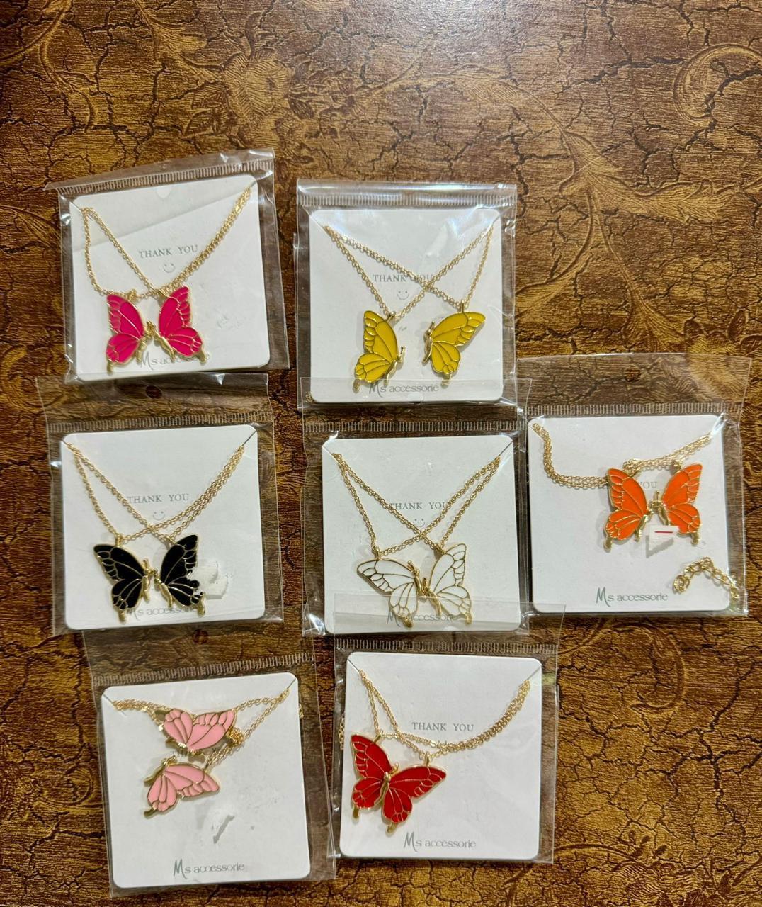 Adjustable Butterfly Design Necklace for Women - 1 Pc in Blue, White, and Pink