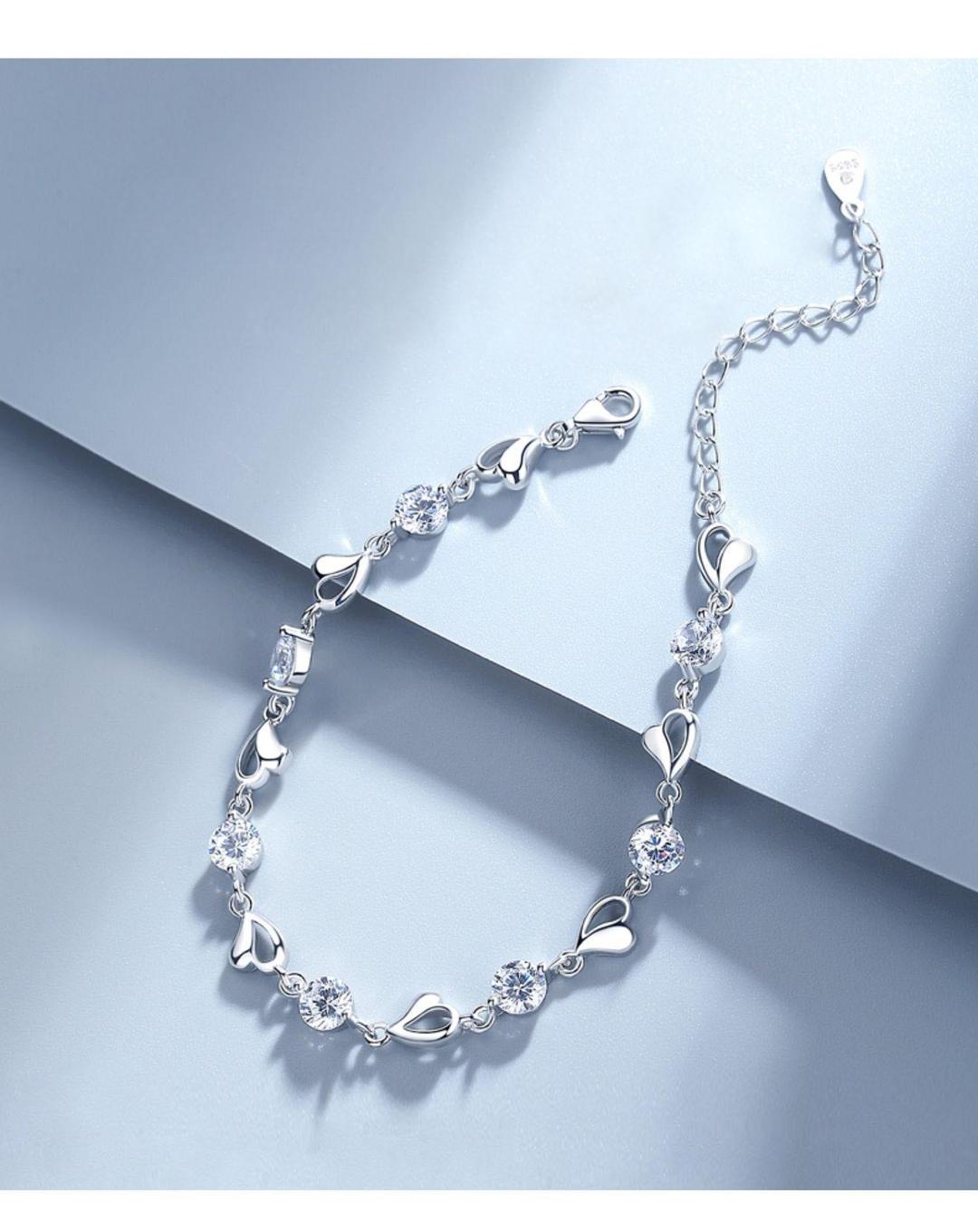 Sliver Plated Stone Charm Bracelet