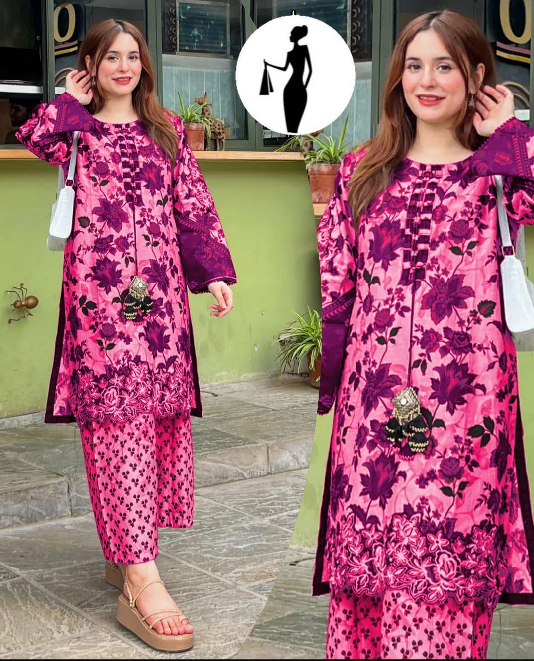 3 Pcs Women's Stitched Printed Suit