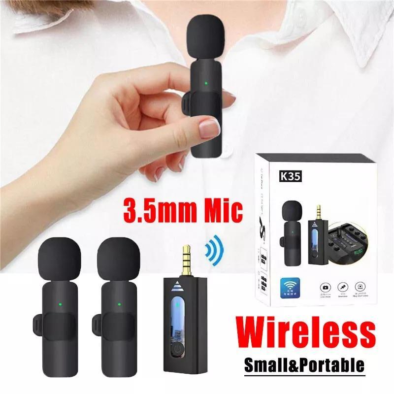 K35 Dual Wireless Lavalier Microphone 3.5mm Jack for Mobile