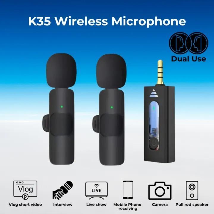 K35 Dual Wireless Lavalier Microphone 3.5mm Jack for Mobile