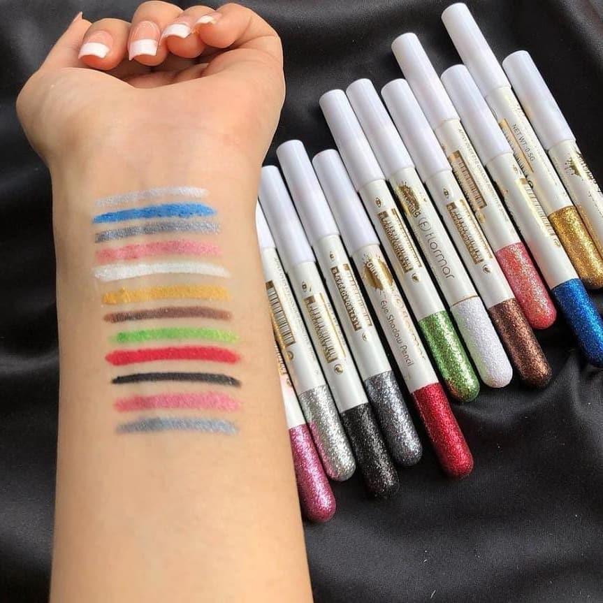 Multicolor Glitter Eye Pencil - 6 Pcs of Shimmery Glam
