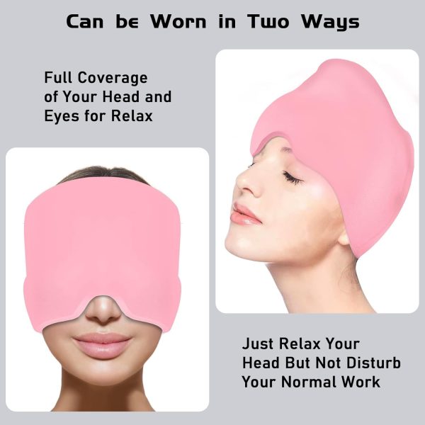 Migraine Relief Cap – Headache Relief Hat For Migraine Relief, Tension, One Size Fits All Headache Cap With Reusable Ice Gel Pack For Puffy Eyes, Stress Relief ( Random Color )