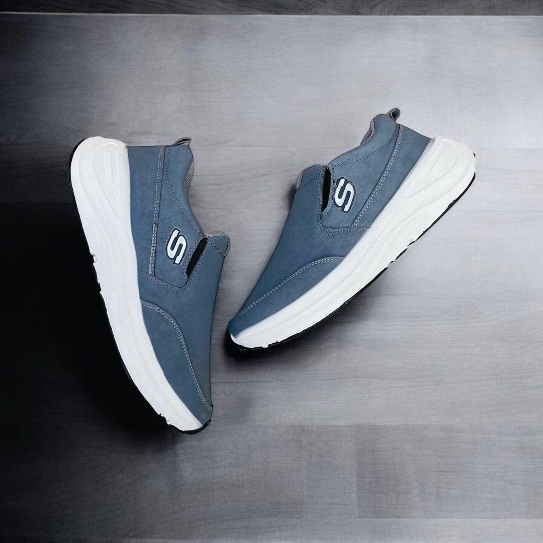 Men's Casual Grey Synthetic Leather Sneakers
