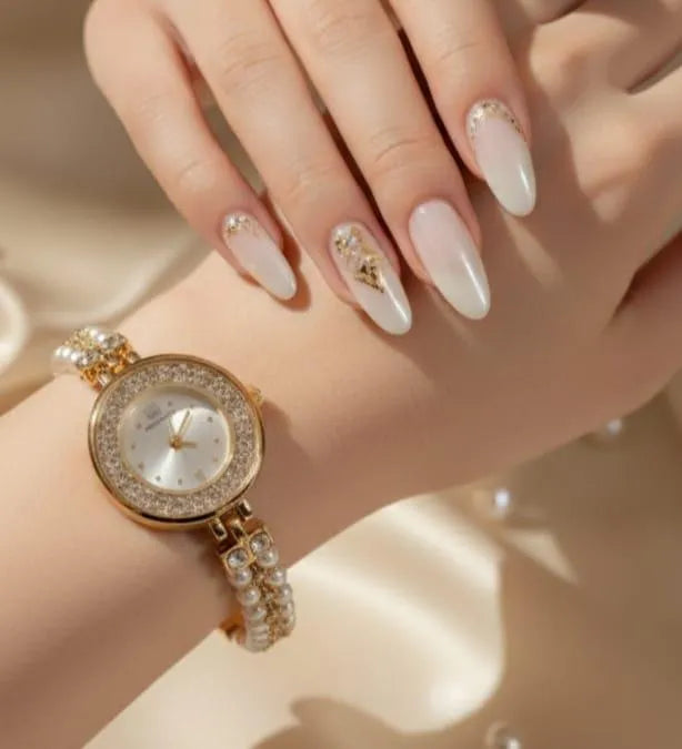 Chic Women's Quartz Bracelet Watch - 1 Pc Water Resistant Gold