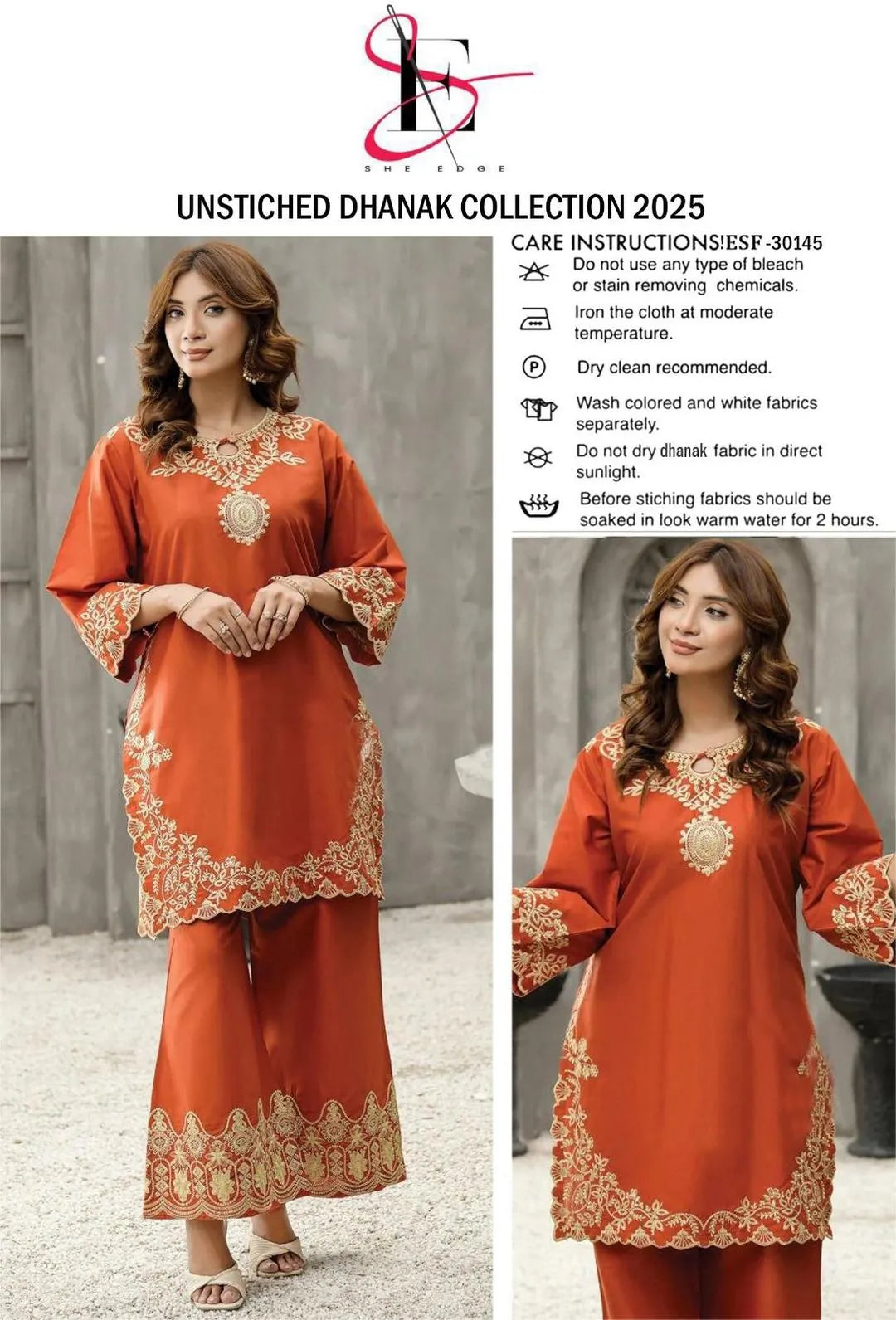 2 Pcs Womens Unstitched Embroidered Suit
