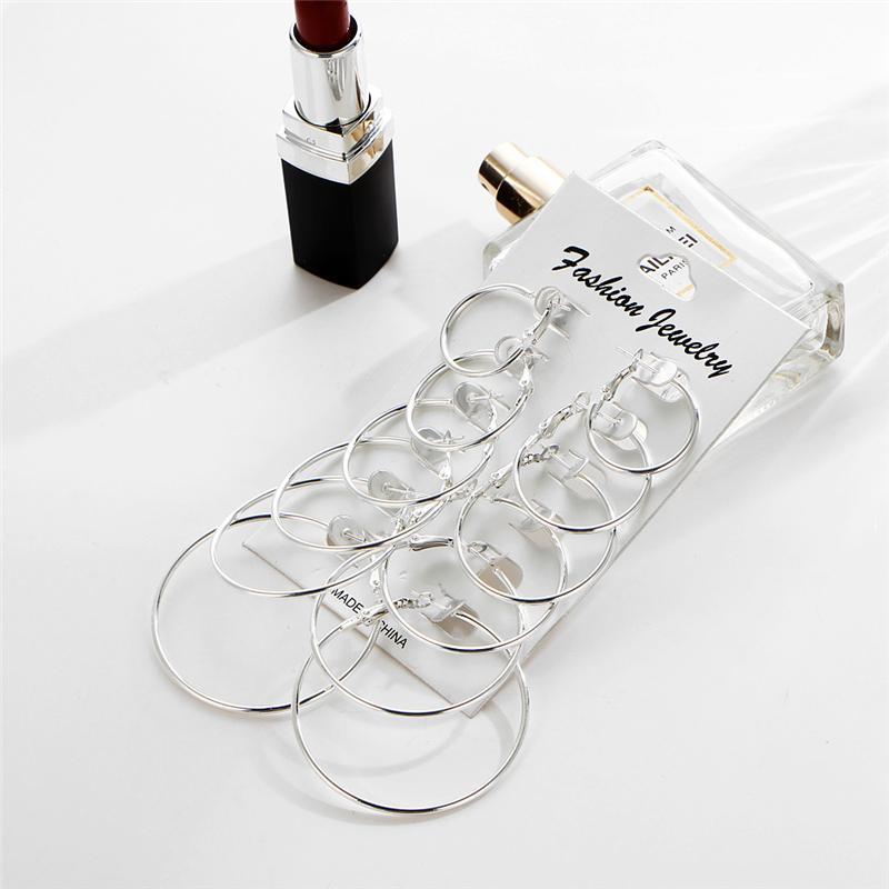 Plain Silver Hoops, Pack Of 6