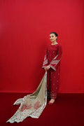 Maroon Embroidered 3 Pcs Women Suit Lawn