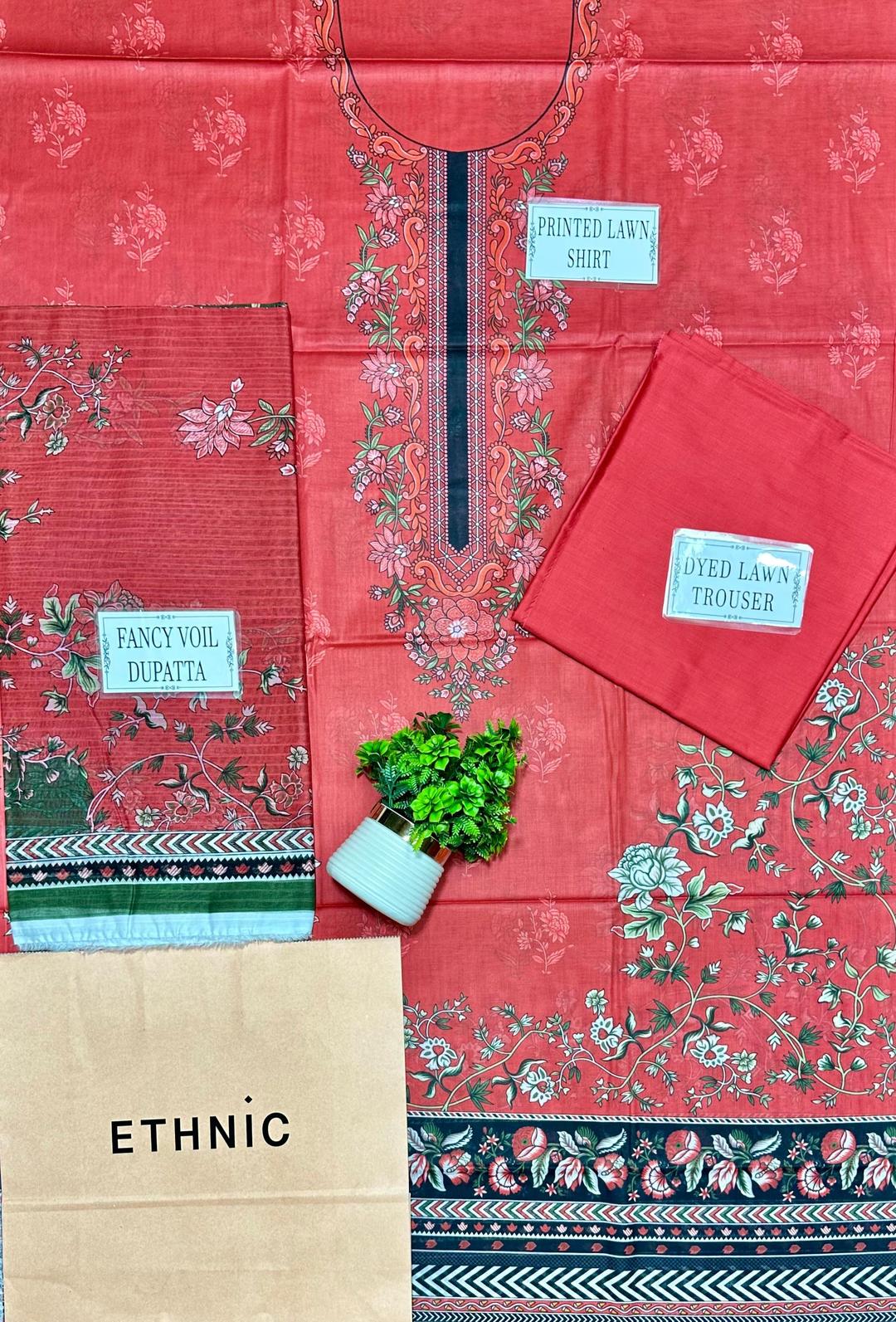 3 Pcs Women's Unstitched Printed Suit