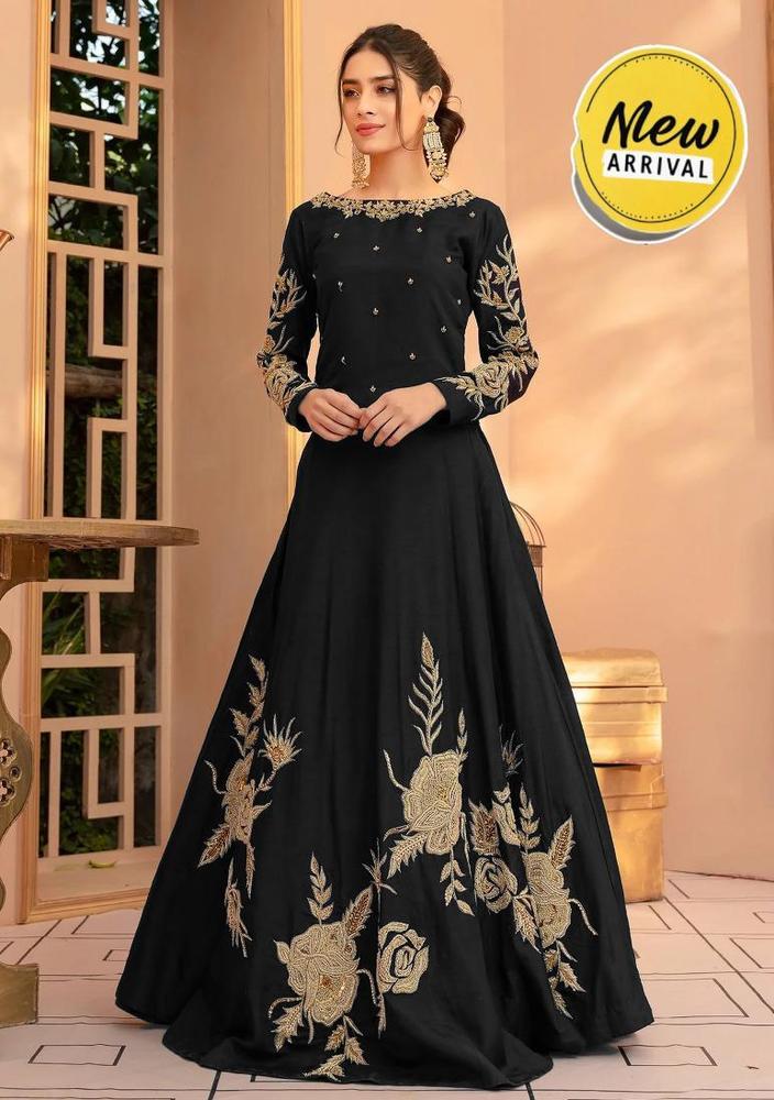 Embroidered Shamoz Silk Maxi Suit - Women’s Stitched 1 Pc