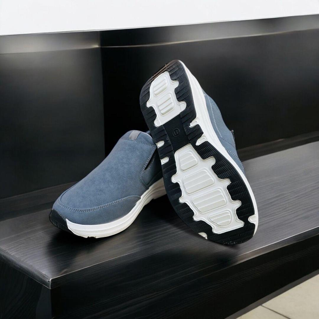 Men's Casual Grey Synthetic Leather Sneakers