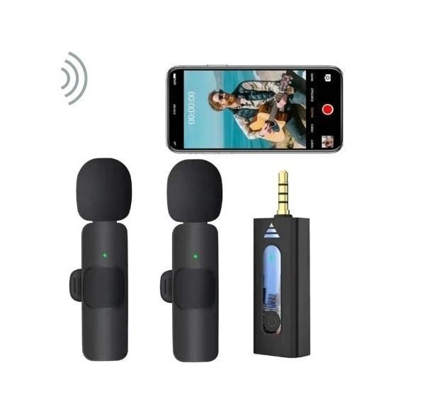 K35 Dual Wireless Lavalier Microphone 3.5mm Jack for Mobile