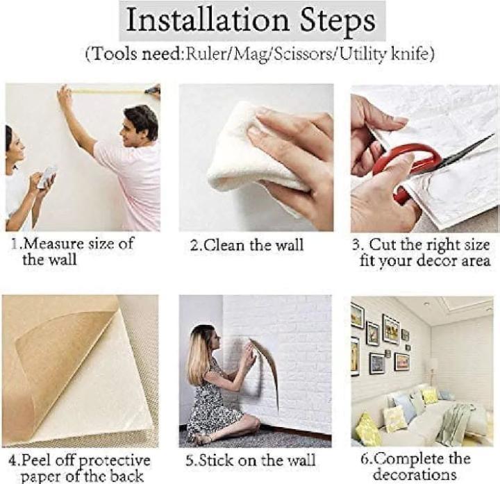 Home Design Self-Adhesive Wallpaper - 6 Pcs Easy Installation