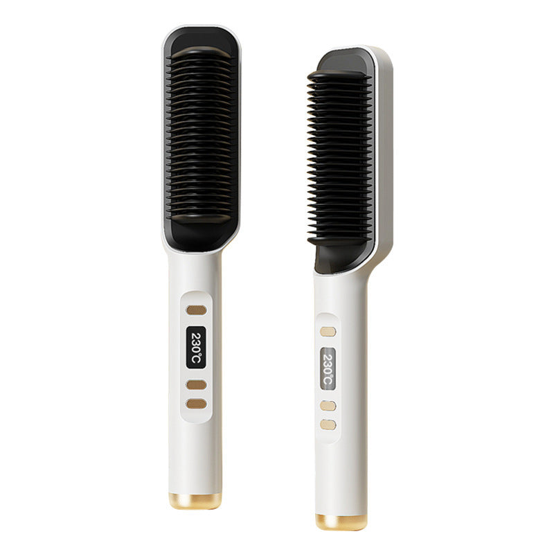 Dual Function Hair Styling Brush White Gold
