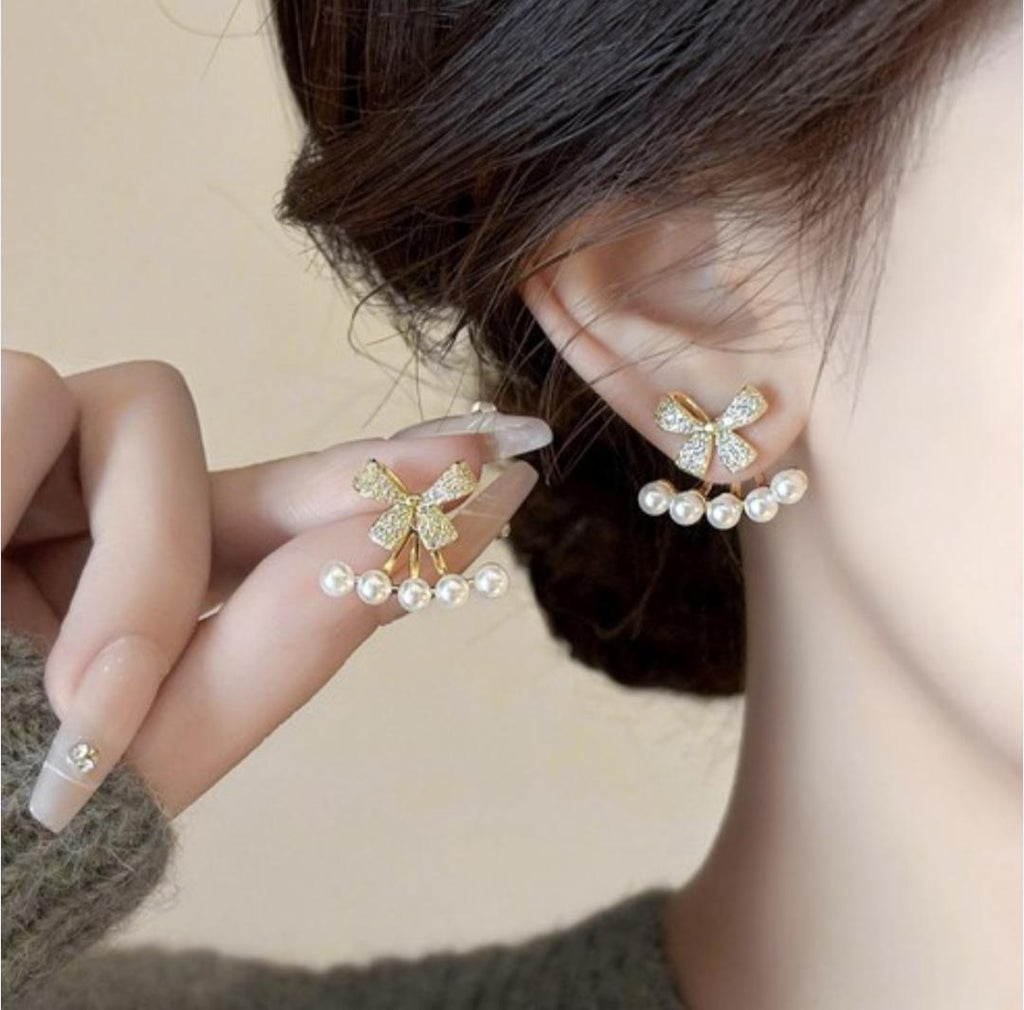 Butterfly Design Silver Plated Zircon Earrings