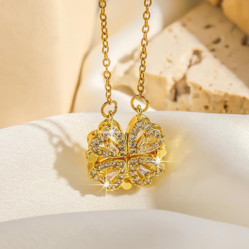 Magnetic Heart Design Gold Plated Locket - 1 Pc