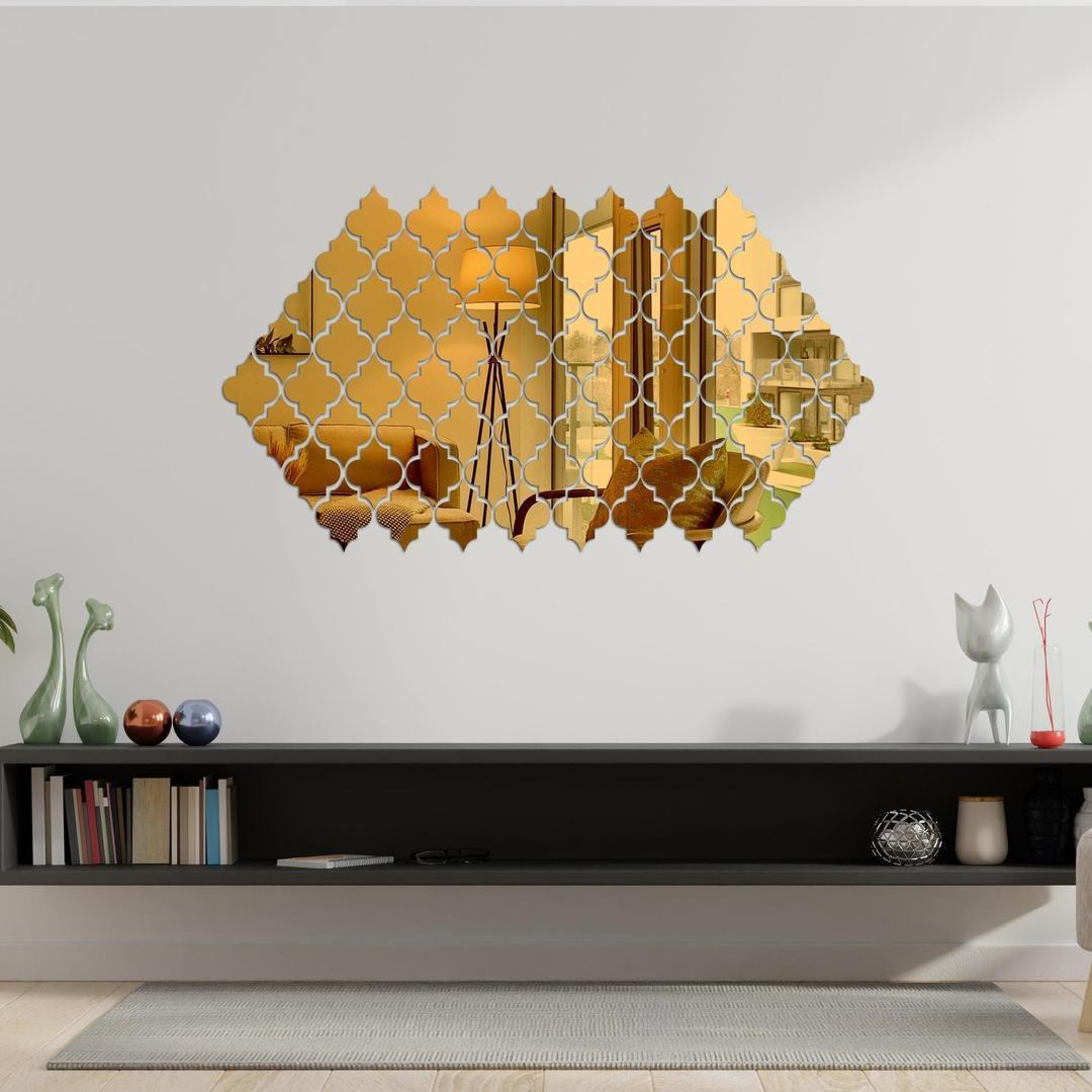 Golden Calligraphy Acrylic Wall Mirror Set of 4