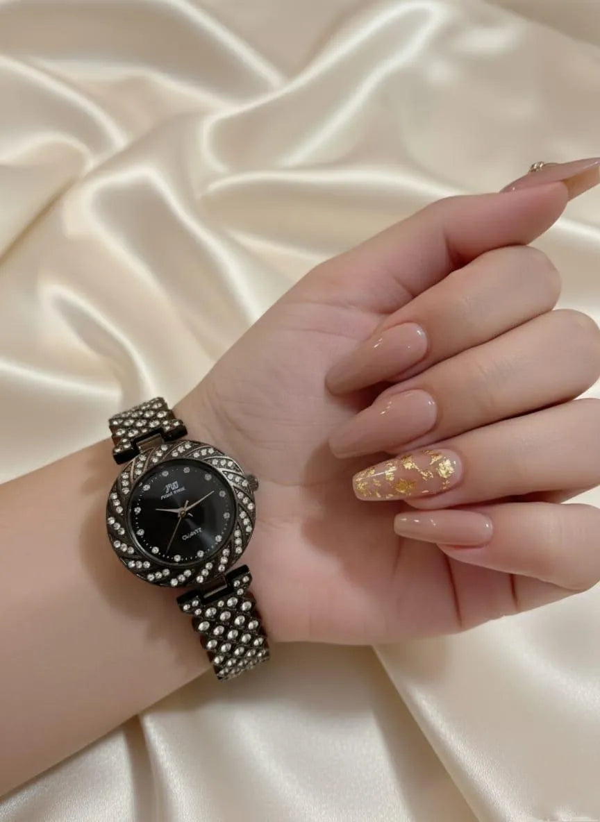 Women's Rose Gold Quartz Watch with Chain Strap - 1 Pc