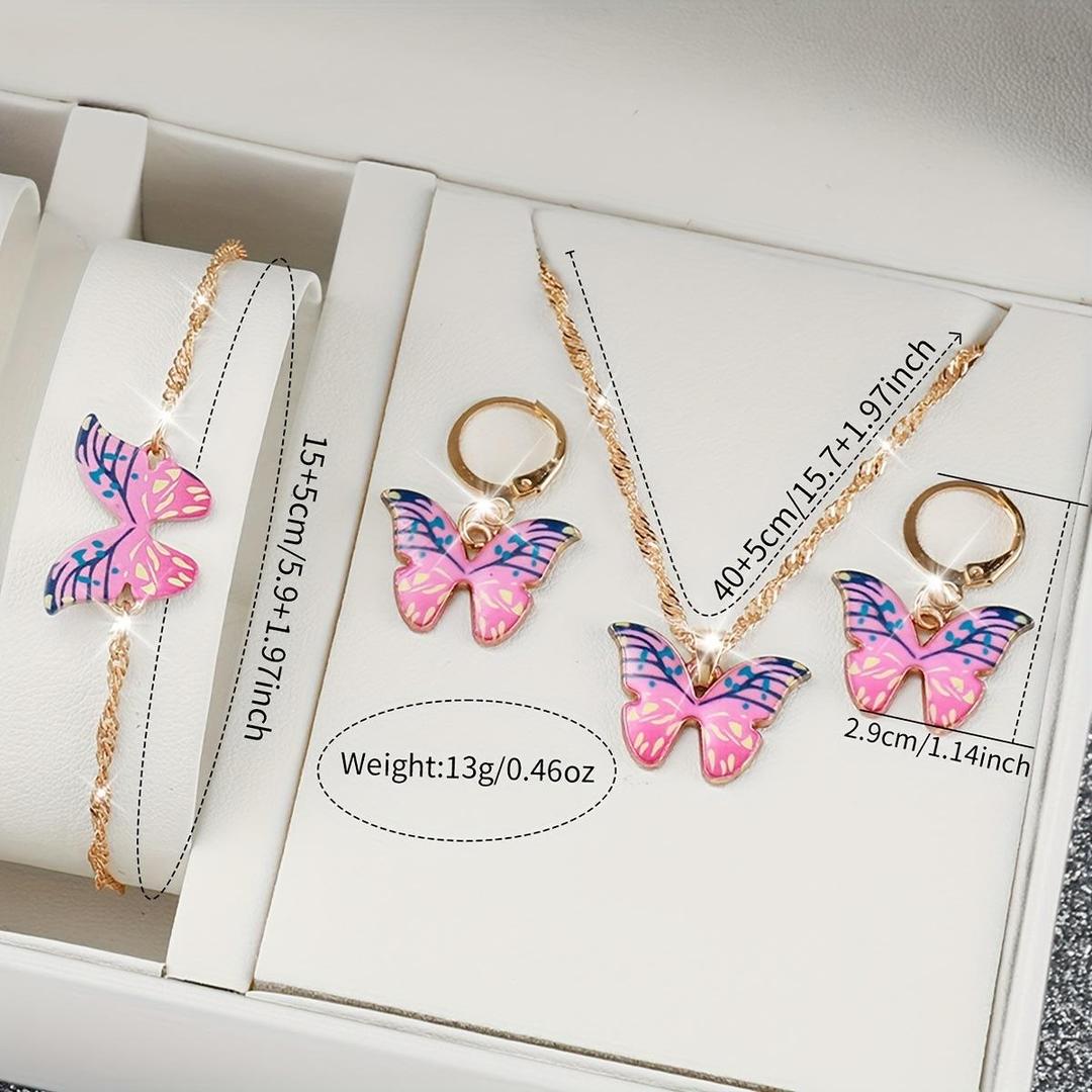 3 Pcs Gold Plated Necklace And Bracelet Set