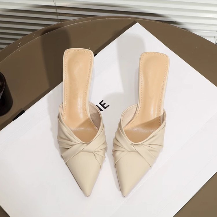 Stiletto Heel Baotou Half Slippers Women's 2025 Summer New Style Elegant All-match Commuting Mid-heel Outer Wear Not Tired Feet High Heels