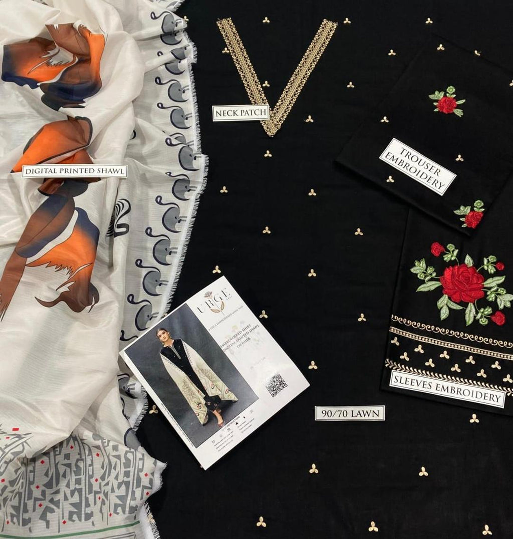 3 Pcs Women's Unstitched Embroidered Suit