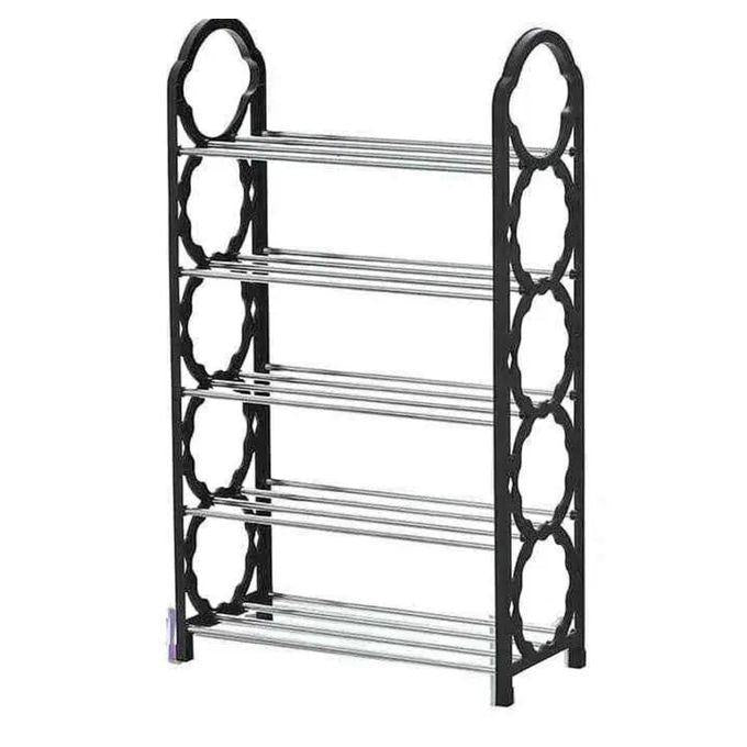 4-Layer Durable Compact Black Shoe Rack - 1 Pc for Long-Lasting Use