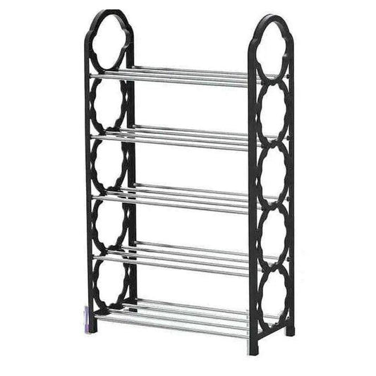 4-Layer Durable Compact Black Shoe Rack - 1 Pc for Long-Lasting Use