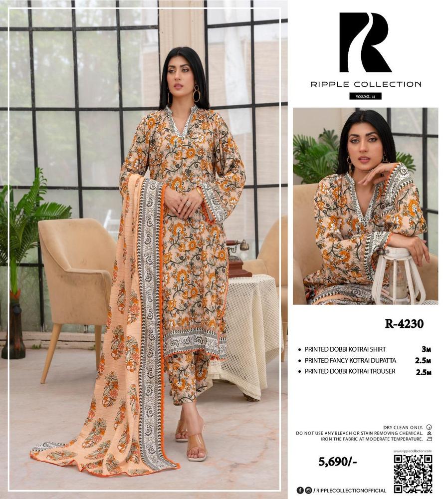 3 Pcs Women's Unstitched Corduroy Printed Suit