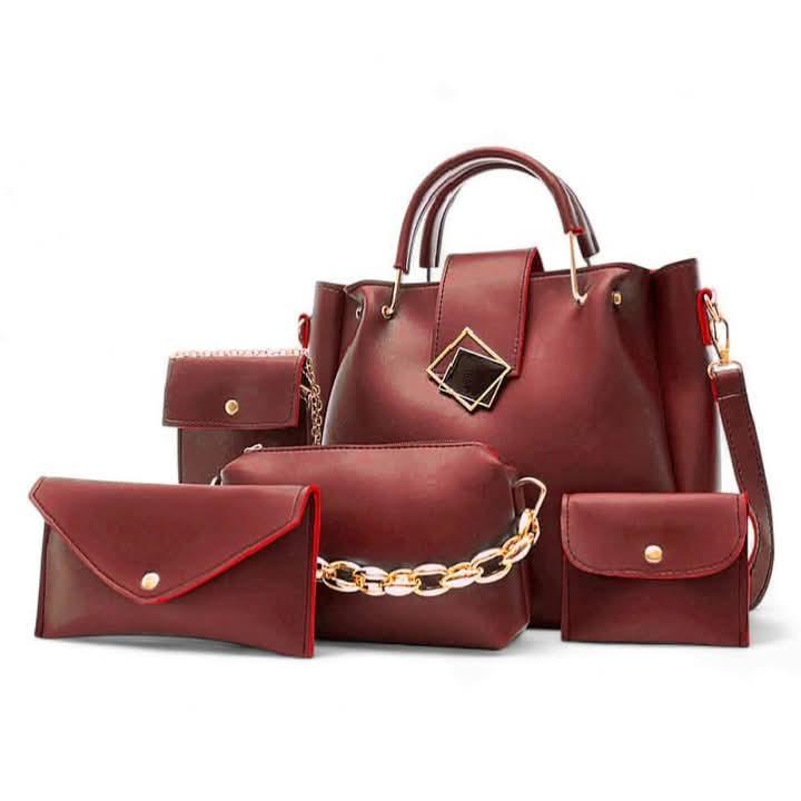 Women's Rexine Plain Hand Bag Set