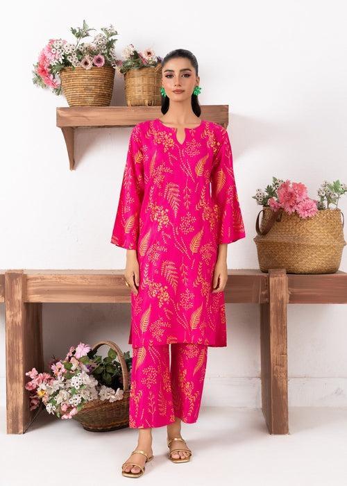 Stylish Women's Stitched Printed Shirt and Trouser Set, 2 Pcs, Arabic Linen