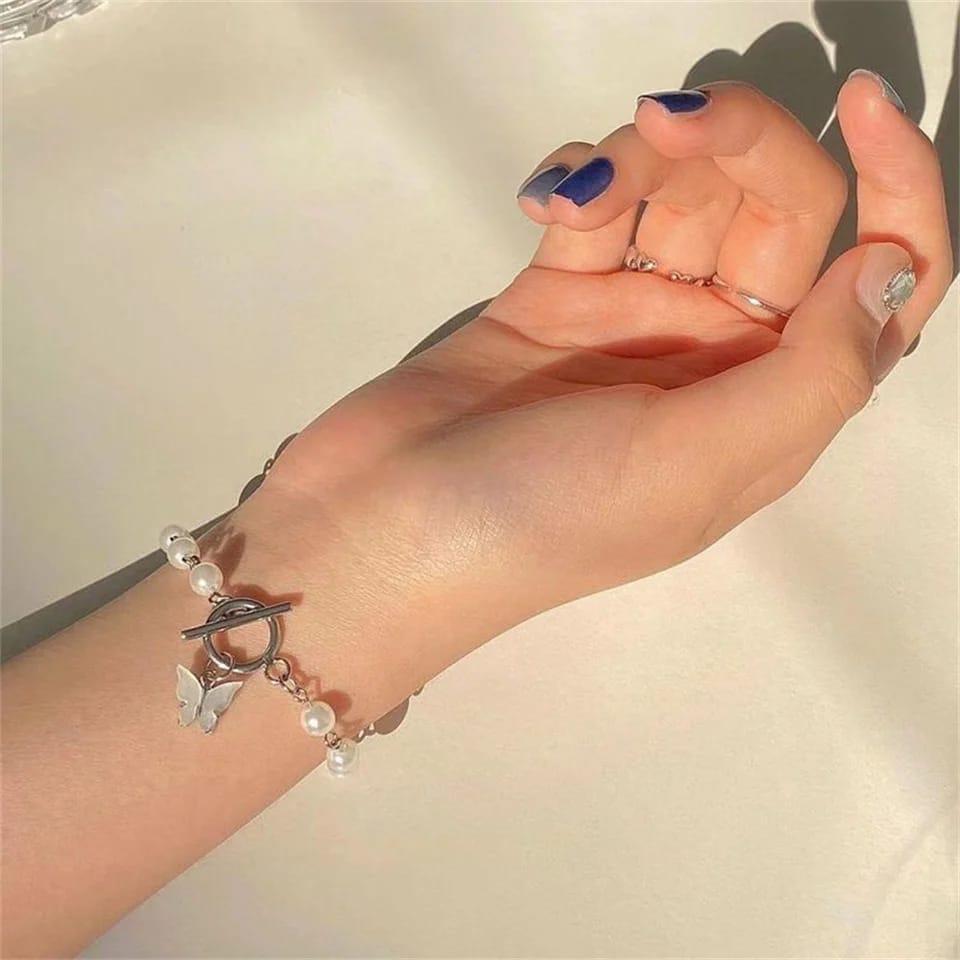 Trendy Butterfly Design  Pearl Bracelet