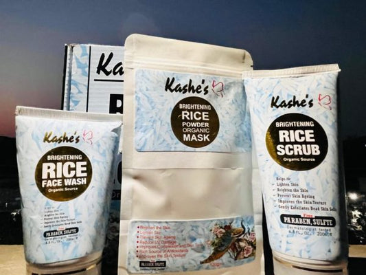 Kashe’s Rice Extract Bright Glow Kit ( Rice Face Wash + Rice Scrub + Rice Mask )