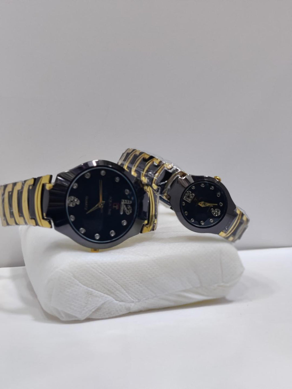 Couple's Black & Gold Chain Watches