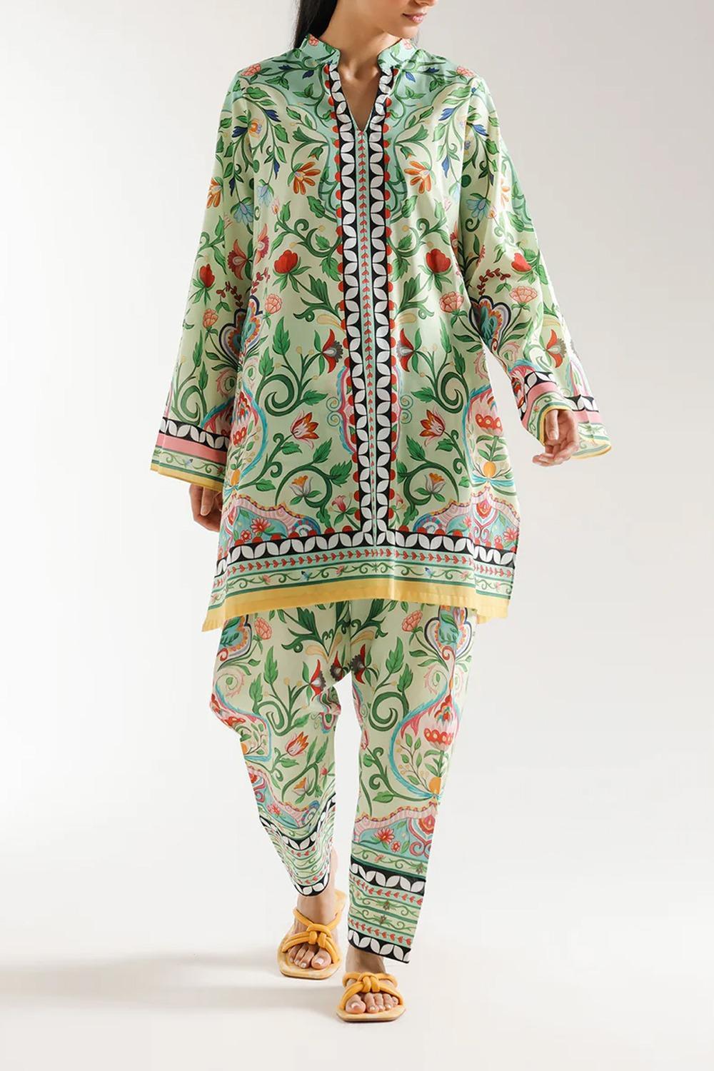 Stylish Printed Shirt and Trouser Set - 2 Pcs