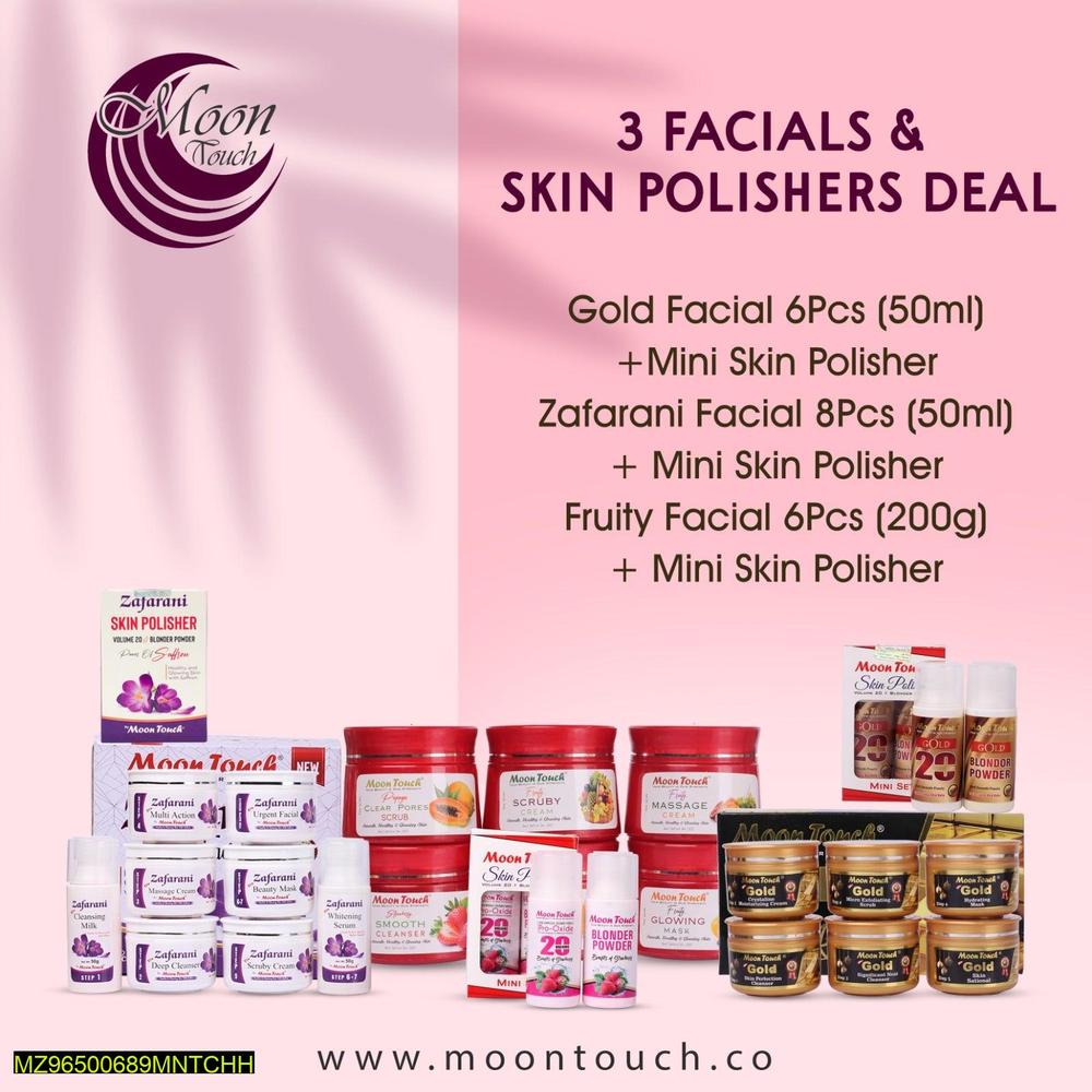 Moon Touch-3 Facials & Skin Polishers Deal + Free Sponge & FacialBand
