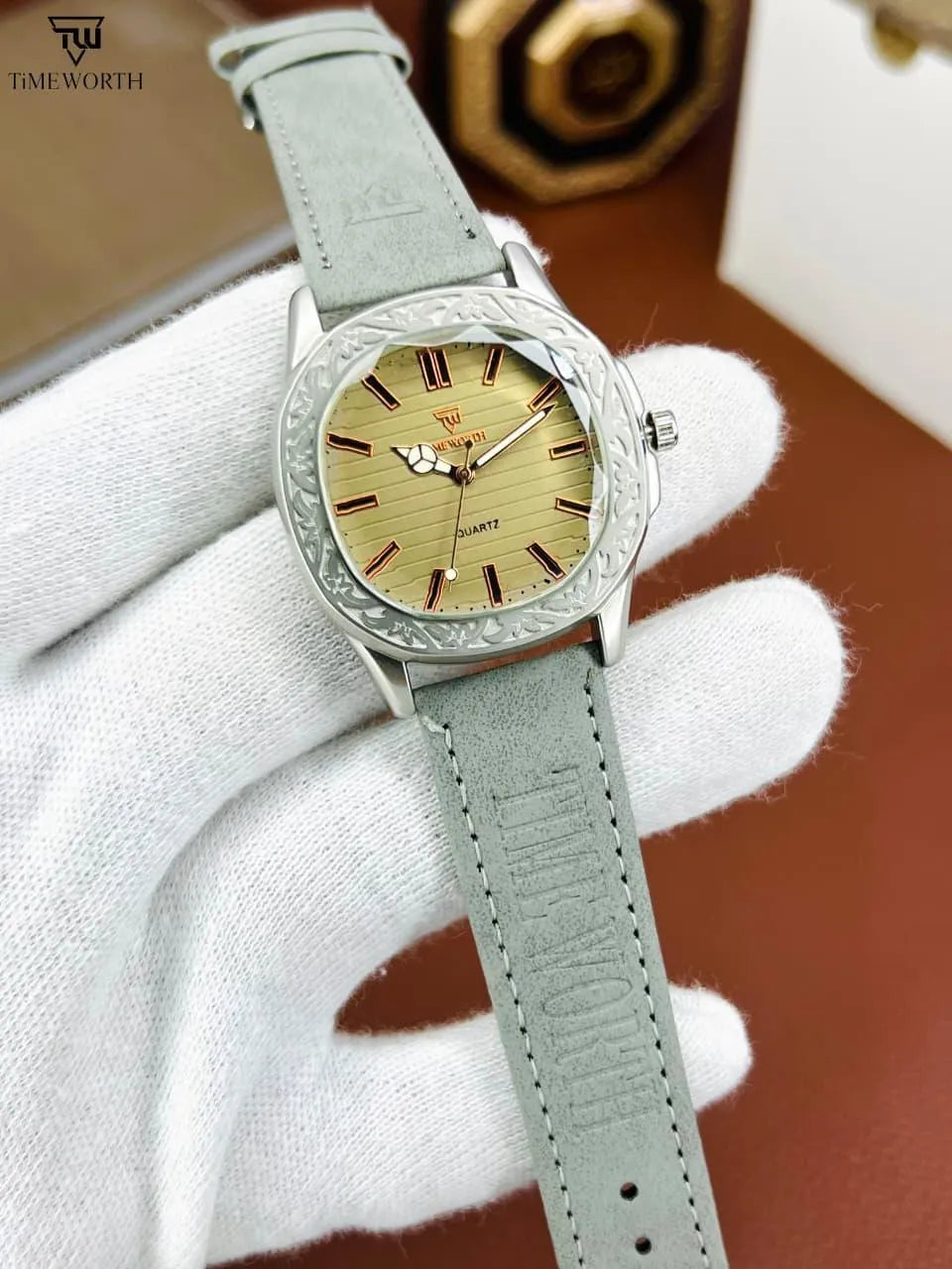 TimeWorth Luxury Quartz Watch for Men - Stylish Textured Dial Analog Wristwatch with Premium Leather/Suede Strap - 2026 Edition Fashion Watch for Boys & Gents (Multiple Colors)