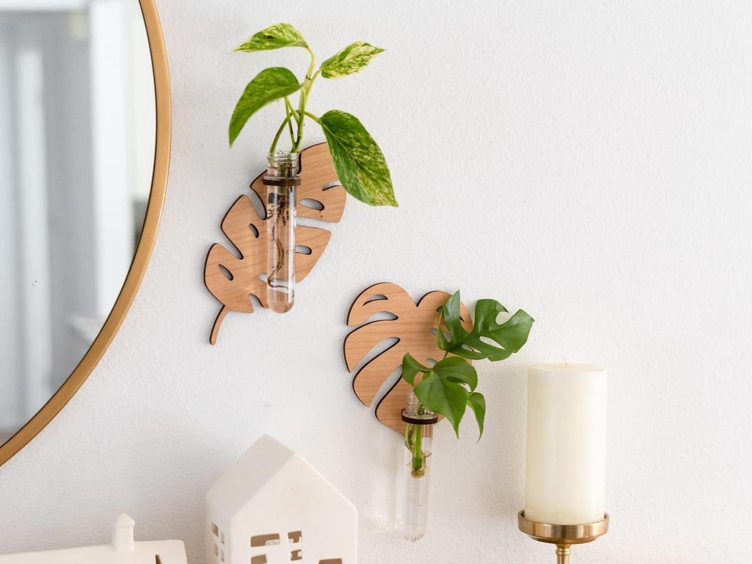 MDF Wood Planter 3D Brown Modern Decor